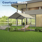 10x20ft Portable Car Tent Garage with UV Resistant Canopy, Easy to Assemble Portable Garage, Stable Carport for Car, Bike, Camp, Outdoor Storage (Beige)