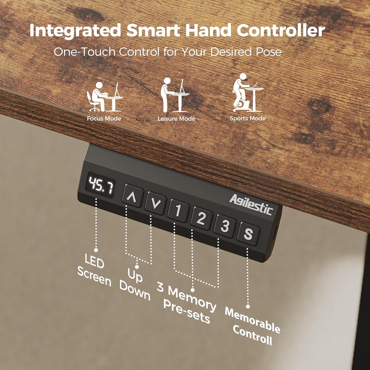 Agilestic 63 x 55 Inch L Shaped Standing Desk Adjustable Height, Corner Standing Desk, Sit Stand Up Computer Table, Splice Board, Rustic Brown