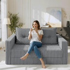 HABUTWAY Folding Sofa Bed, 2 in 1 Convertible Sleeper Chair with Pillow, Portable Fold Out Chair Bed with Armrest, Comfy Floor Couch, Lazy Sofa for Living Room Bedroom Dorm Home Office, Light Grey