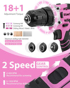 KingTool 267-Piece Tool Kit Set - Pink Tool Set with 21V Cordless Pink Power Drill Driver, Tool kit for Women with Pink Tool Storage Bag, Womens Tool Kit for House, Perfect for Home DIY Projects