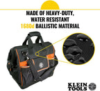 Klein Tools 55469 Tradesman Pro Wide-Open Tool Bag Made of 1680 Ballistic Weave with Molded Bottom and Detachable Shoulder Strap