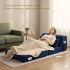 Folding Sofa Bed with Pillow, Convertible Sleeper Chair, Comfy Floor Futon Couch Mattress Lounge Sofa for Adults Portable Fold Out Chair Bed for Living Room Bedroom, Single, Navy Blue