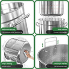 36-Quart Stainless Steel Seafood Boil Pot with Lid,Crab, Lobster, Shrimp Boil Stock with Strainer, Turkey Fryer Pot, Stock Boiler Deep,Fried Cooker for Commercial Outdoors