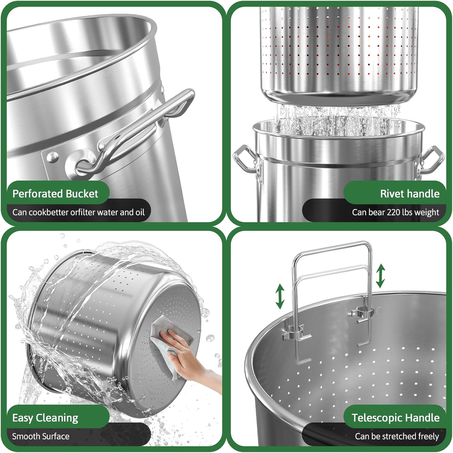 36-Quart Stainless Steel Seafood Boil Pot with Lid,Crab, Lobster, Shrimp Boil Stock with Strainer, Turkey Fryer Pot, Stock Boiler Deep,Fried Cooker for Commercial Outdoors
