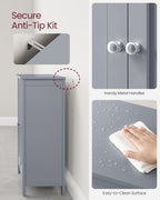 VASAGLE Bathroom Floor Storage Cabinet, Bathroom Storage Unit with 2 Adjustable Shelves, Bathroom Cabinet Freestanding, 11.8 x 23.6 x 31.5 Inches, Dove Gray UBCB060P36