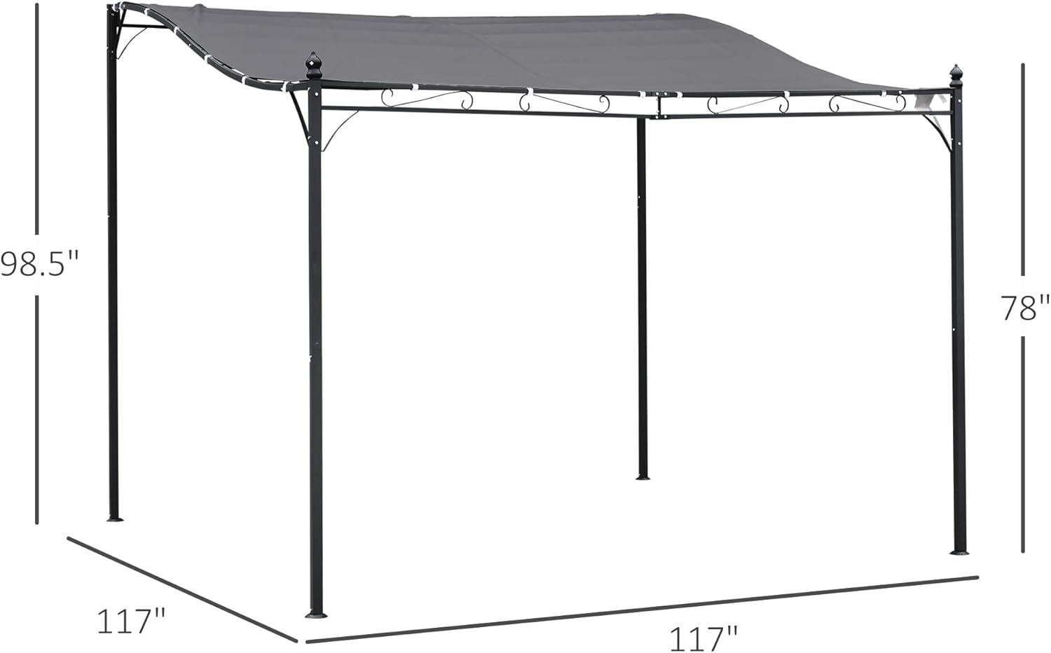 Outsunny 10' x 10' Steel Outdoor Pergola Gazebo, Patio Canopy with Weather-Resistant Fabric and Drainage Holes for Backyard, Deck, Garden, Gray