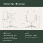 Branch Daily Chair - Computer Office Chair with Swivel, Lumbar Rest, and Adjustable Armrests - Sustainable, Stylish Mesh, & Adjustable Armrests - Comfortable Seating for Improved Posture - Blue