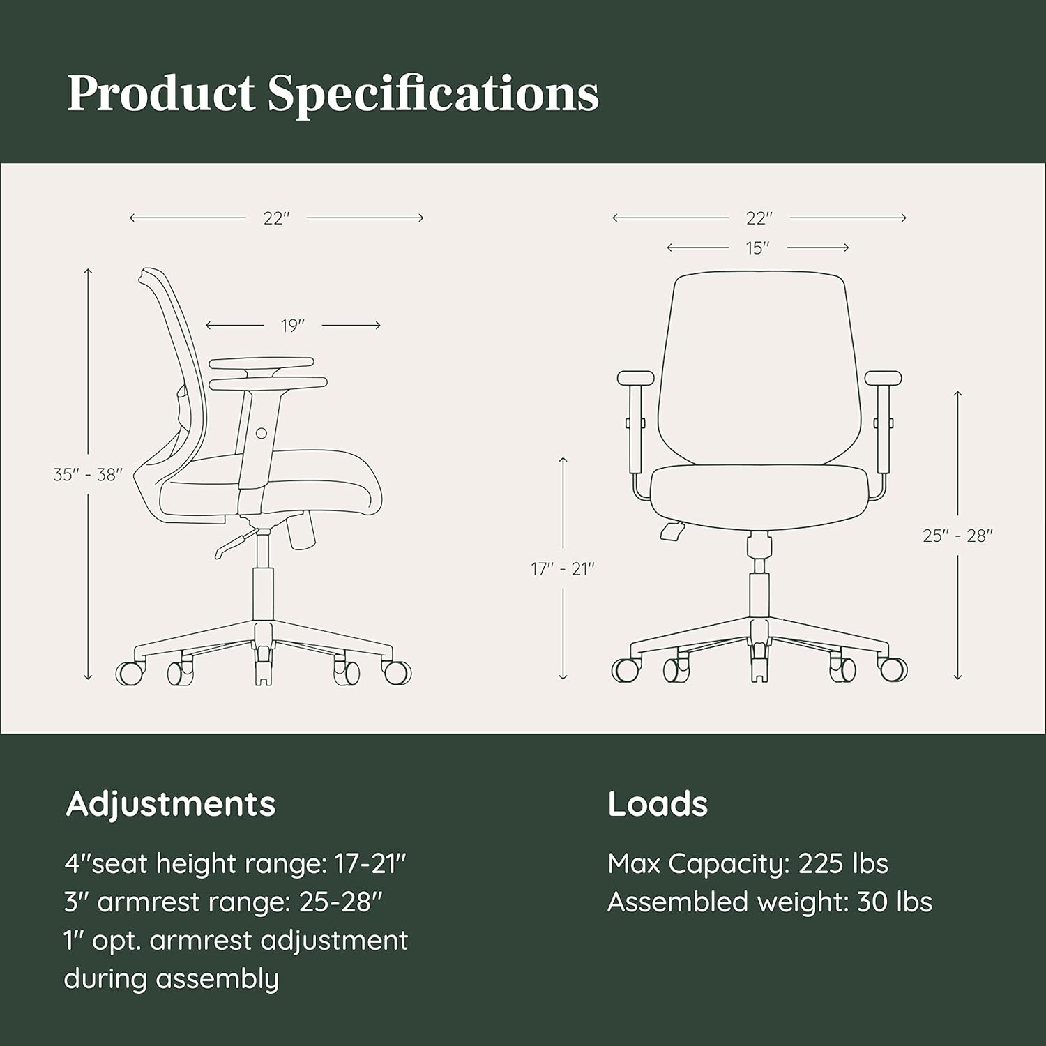 Branch Daily Chair - Computer Office Chair with Swivel, Lumbar Rest, and Adjustable Armrests - Sustainable, Stylish Mesh, & Adjustable Armrests - Comfortable Seating for Improved Posture - Blue