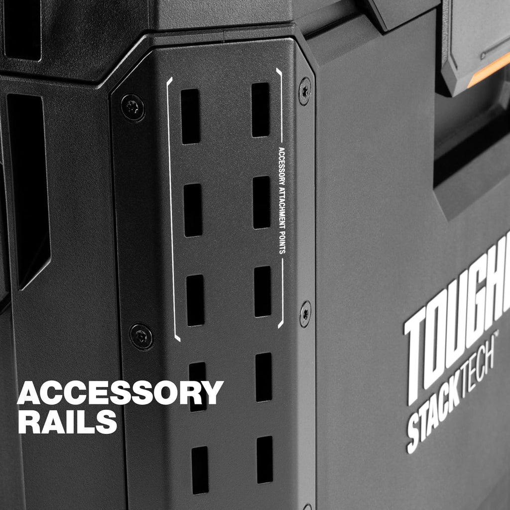 ToughBuilt StackTech Large Tool Box with Auto-Locking Interface, Self-Aligning Top, One-Hand Latch, Accessory Rails, Lock Points & IP65 Protection