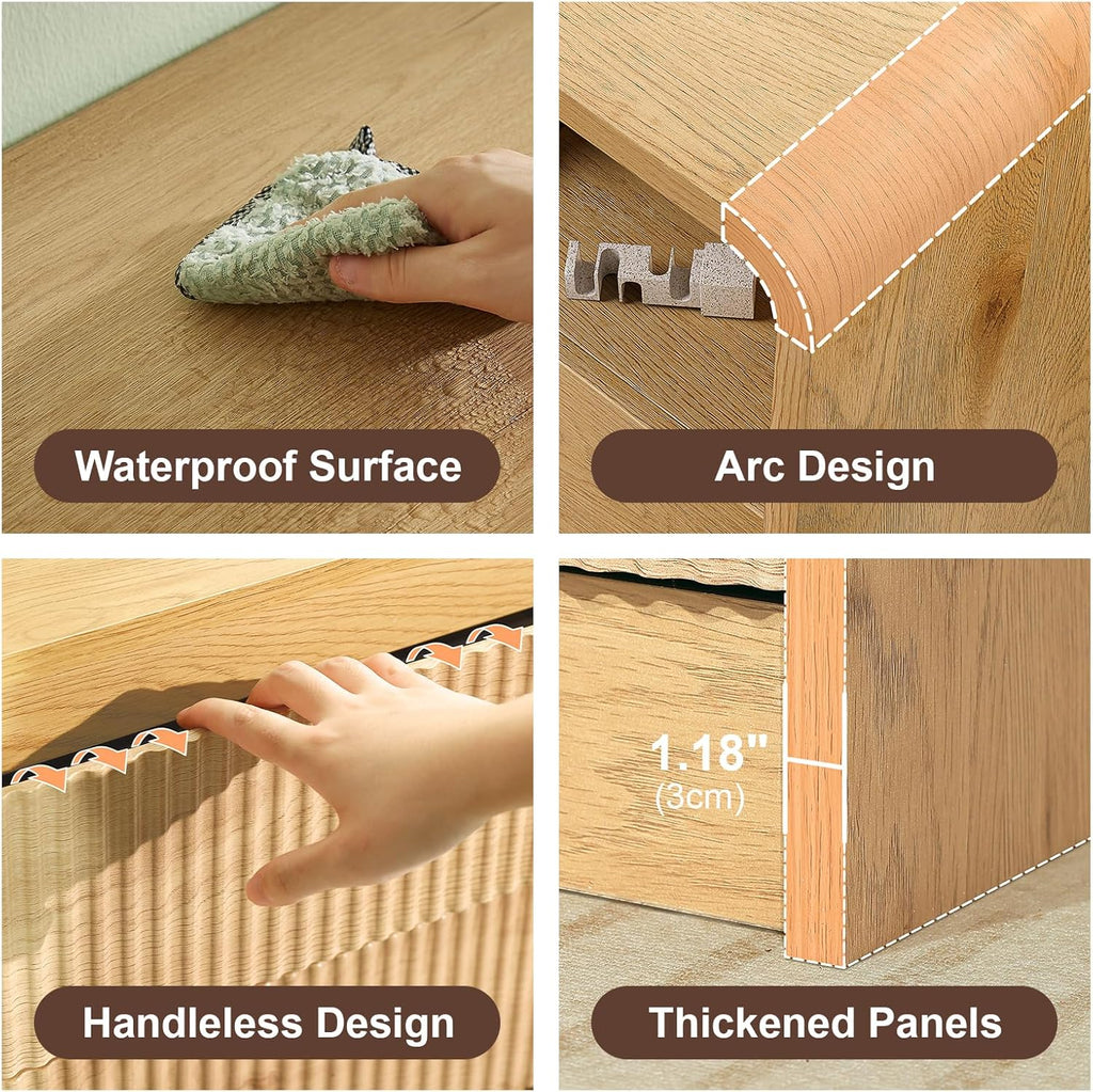 6 Drawer Dresser for Bedroom, Natural Wood Chest of Drawers Wide Versatile Storage Organizer with Fluted Panel for Living Room, Office, hallways, Kitchen Natural 6 Drawer