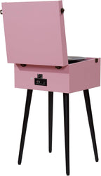 Arkrocket Discovery 3-Speed Bluetooth Record Player Retro Console Turntable with Built-in Speakers and Removable Legs (Pink)