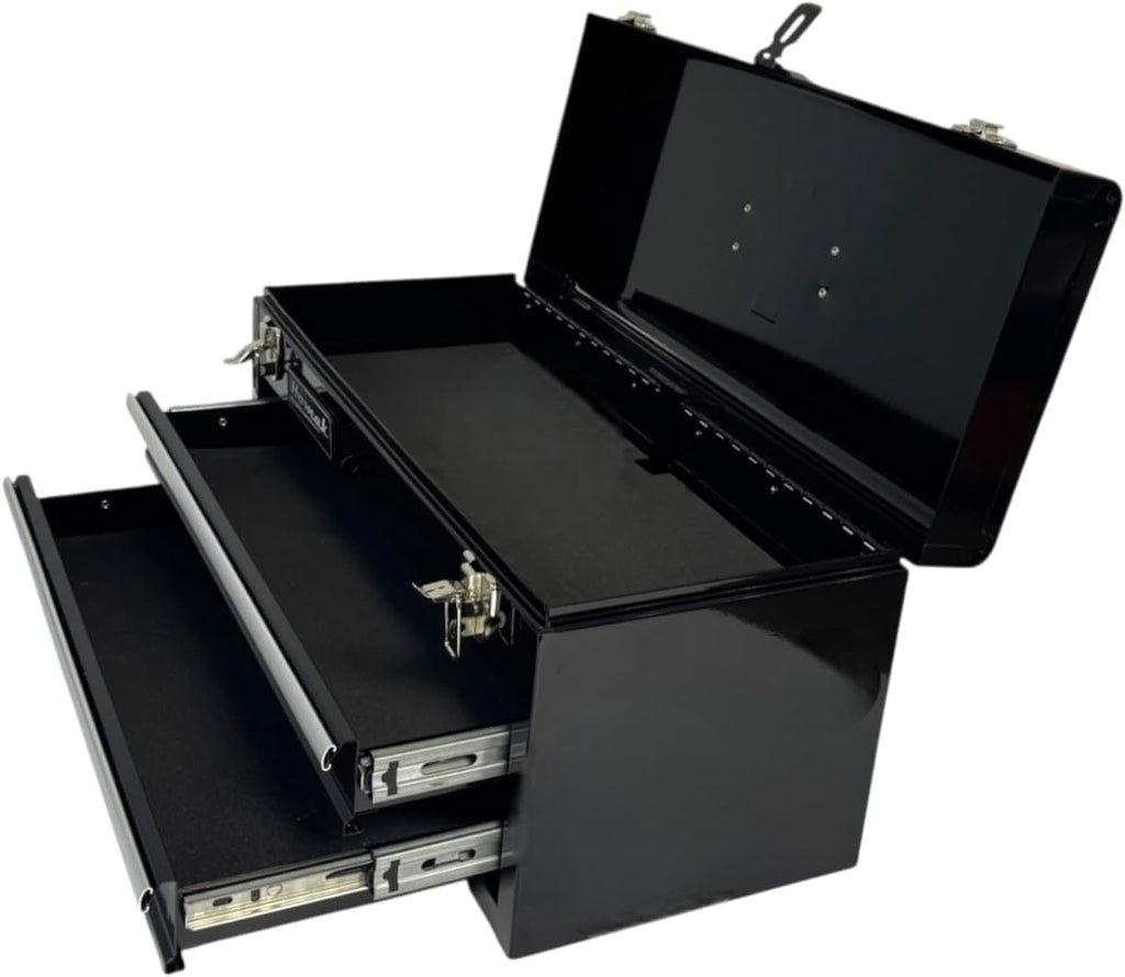 Homak 2 Drawer Ball Bearing Toolbox Chest, Black, 20 Inches