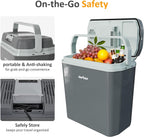 SUNVIVI Electric Cooler & Warmer with Handle, 21QT Portable Thermoelectric Car Refrigerator, Plug-in Mini 12V Fridge for Vehicle, Car fridge for Truck, Travel, Camping, Home, Office, Gray