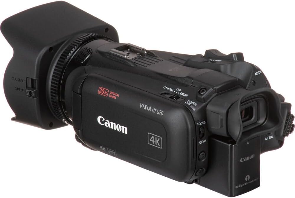 Canon VIXIA HF G70 4K Camcorder – UHD Video Camera with 20x Optical Zoom  1/2.3" CMOS Sensor  Dual SD Slots & HDMI Output (5734C002) + Shoulder Bag + 64GB Memory Card