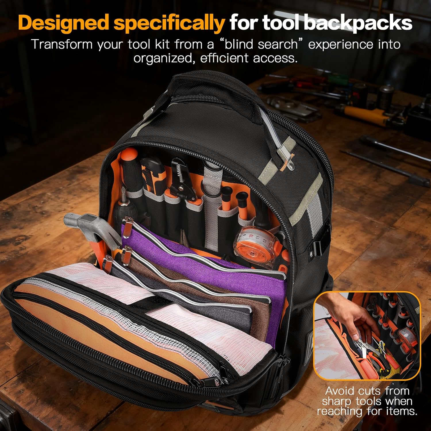 Tool Backpack Bag, Electrician Tool Bag 78-Pockets & Loops Tools Bag HVAC Tool Bags for Men, Heavy Duty Storage Construction tools Backpack (style1+4pcs)