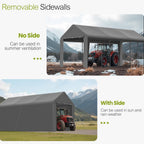 GOJOOASIS 10x20 Carport Heavy Duty Portable Garage Shelter Metal Car Canopy Tent with UV-Resistant & Weatherproof Top Cover for RV & Vehicles (Gray, 10x20 with sidewalls)