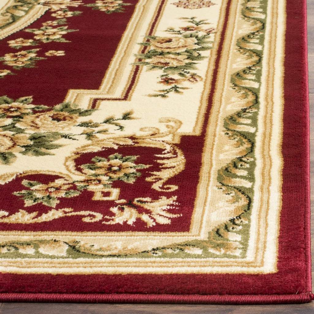 SAFAVIEH Lyndhurst Collection Area Rug - 9' x 12', Red & Ivory, Traditional European Medallion Design, Non-Shedding & Easy Care, Ideal for High Traffic Areas in Living Room, Bedroom (LNH218C)
