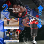 NANWEI Hammer Drill, 1100 in-lbs, 26000BPM, 1/2" Keyless Metal Chuck, 20+1+1 Clutch, 2x4.0Ah Batteries, 20V Brushless Cordless Heavy-duty Impact Drill Kit for Drilling concrete,Brick Wall, Metal, Wood