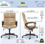 Serta® Hannah Executive Home Office Desk Chair, Ergonomic Mid-Back with Lumbar Support, Firm Seat Cushion, Layered Body Pillows, Padded Armrests, Swivel Base, Easy Assembly, Microfiber, Beige