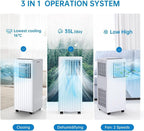 Portable Air Conditioner 8000 BTU, 3-in-1 Cooling, Dehumidifier & Fan, Quiet Sleep Mode Less Than 50dB, Self-Evaporating, Windowless AC for Rooms Up to 350 Sq. Ft., Remote & Window Kit Included