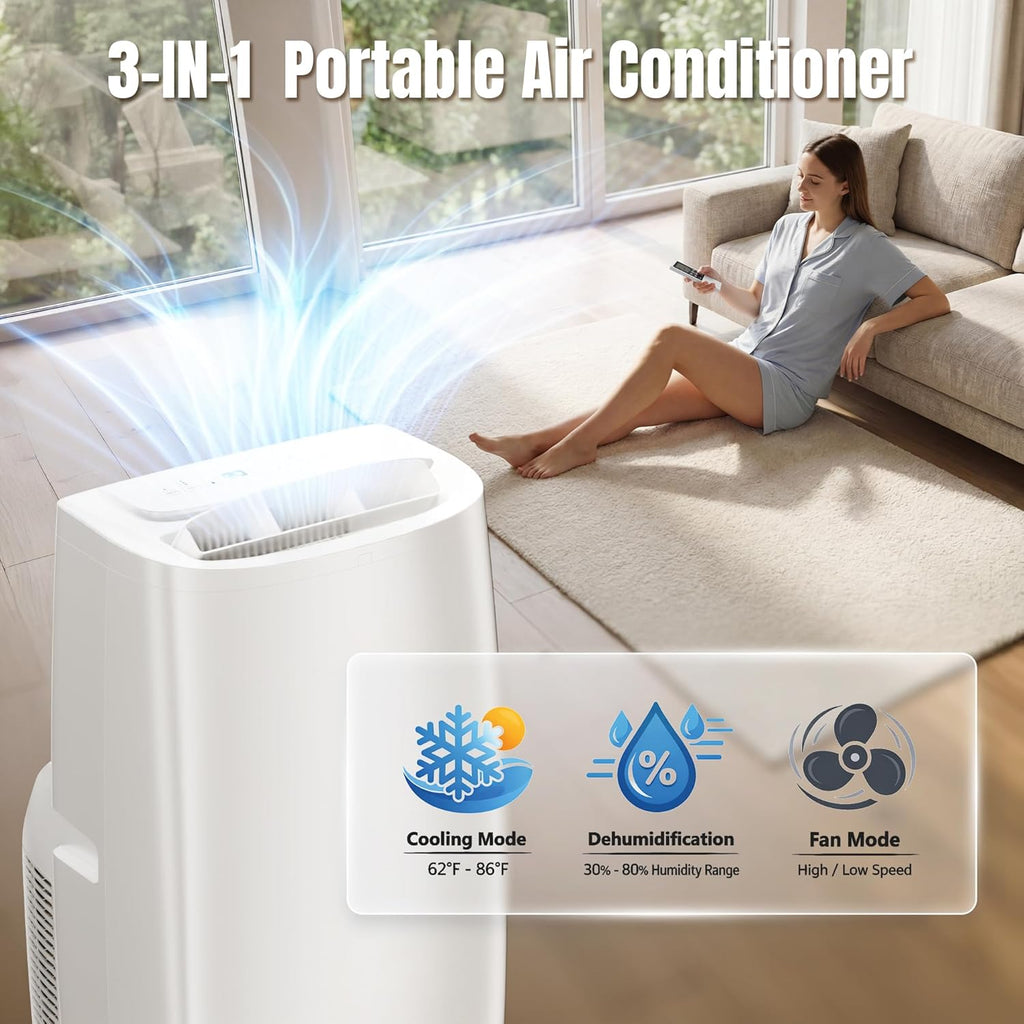 AKIRES 14000 BTU Portable Air Conditioners,3-IN-1 Portable AC Unit With Fan & Dehumidifier,Remote Control,24H Timer,Sleep Modes,Cools Room Up To 700 sq.ft,Suitable for Bedroom,Room, Office,Apartment