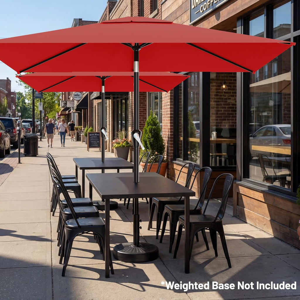 AreShark 6.5' x 10' Rectangular Patio Umbrellas for Outdoor, Outdoor Table Umbrella, Large Outdoor Patio Umbrellas with 6 Sturdy Ribs for Pool, Garden, Deck & Market (Red)