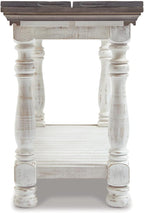Signature Design by Ashley Havalance Farmhouse Sofa Table, Flip Top Design for Additional Dining Space and Fixed Lower Shelf, Gray & White with Weathered Finish