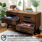 Acacia Legacy Dresser for Bedroom with 6 Drawers, Solid Wood Double Dresser for Bedroom, Living Room, Hallway, Walnut