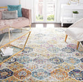 SAFAVIEH Madison Collection Area Rug - 12' Square, Cream & Multi, Boho Chic Distressed Design, Non-Shedding & Easy Care, Ideal for High Traffic Areas in Living Room, Bedroom (MAD611B)