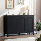 47" Black Sideboard Buffet Cabinet with Storage Modern Credenza with Doors Heavy Duty Wood TV Media Console Table Accent Cabinet for Living Room Hallway Entryway
