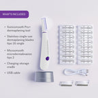 Michael Todd Beauty Sonicsmooth Pro+ Dermaplane Razor for Women Face + Eyebrow Trimmer Dermaplaning System w/LED Light Peach Fuzz Remover -16 Dermaplaning Blades & 2 Microsmooth Exfoliation Tips