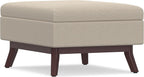 SIMPLIHOME Owen Coffee Table Storage Ottoman - 34 inch Wide Upholstered Linen Look Fabric Rectangular Lift-Top Ottoman in Natural, Mid-Century Modern Bench for Living Room with Tapered Legs