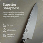 Shun Cutlery Premier Chef's Knife 8”, Thin, Light Kitchen Knife, Ideal for All-Around Food Preparation, Authentic, Handcrafted Japanese Knife, Professional Chef Knife