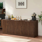 67" Fluted Buffet Cabinet Sideboard with Storage, Large Credenza with 6 Doors Accent Storage Cabinets Mid Century Modern Sideboard for Living Room Kitchen (Walnut)