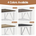 Farmhouse Coffee Table, White OakCoffee Table for Living Room, 2-Tier Rectangular Wooden Centre Cocktail Table with Slats Shelf Storage and V-Shaped Frame Modern Coffee Table Dark Oak