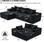 110” Cloud Sectional Couch, Boneless Sofa for Living Room, Modular Sectional Sofa with Deep Seat, Comfy Fluffy Couch with L-Shaped Chaise, No Assembly Required (Left-Facing Chaise, Black)