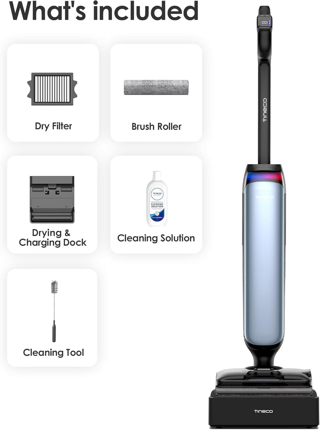 Tineco Floor One S9 Artist Pro Wet Dry Vacuum Cleaner, 22kPa Suction, 360° SmoothDrive, Anti-Tangle Design, 185°F Flashdry, 75 Min Runtime, Dual-Edge Cleaning, 180° Lay-Flat