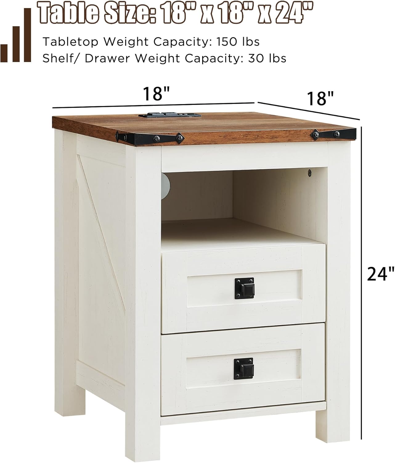 T4TREAM Farmhouse Nightstand