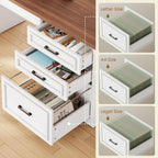 SEDETA Farmhouse L Shaped Electric Standing Desk, 63" x 67" Height Adjustable Home Office Executive Desk with Drawers and Shelves, Standing Computer Desks with Power Outlet for Home Office, White