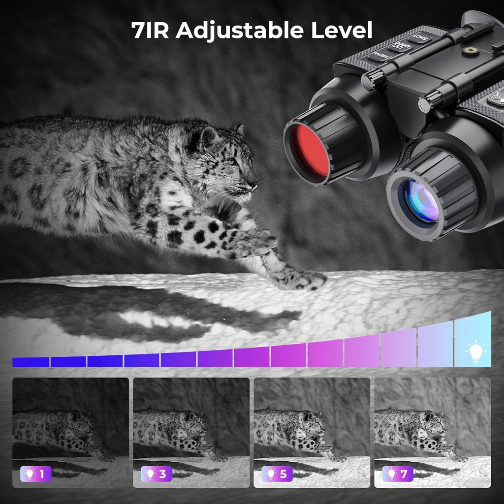 GOYOJO 4K Head-Mounted Night Vision Goggles & Binoculars for Adults – Infrared NVG with Manual Focus & 8X Digital Zoom for Hunting  Camping  and Outdoor Surveillance