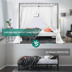 YITAHOME Metal Four Poster Canopy Bed Frame King Size, 14 Inch Platform with Built-in Headboard Strong Metal Slat Mattress Support, No Box Spring Needed, Black