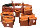 Leather Tool Belt with Adjustable Hook - Premium Heavy Duty Tool Belts for Men with 22 Multi-Purpose Pocket Tool Pouch (Maroon, Standard), RG-004