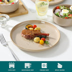 vancasso PLAYA Ceramic Plates and Bowls Sets, 18 Pieces Brown Dinnerware Sets for Kitchen, Reactive Glaze Dishes Set for 6, Dishwasher and Microwave Safe