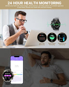 Smart Watch for Men Answer/Make Call for Android iPhone  1.43" AMOLED HD Screen Mens Luxury Watch  400mAh Heavy Duty Smartwatch Heart Rate Blood Oxygen Blood Pressure Sleep Monitor Pedometer  2 Straps