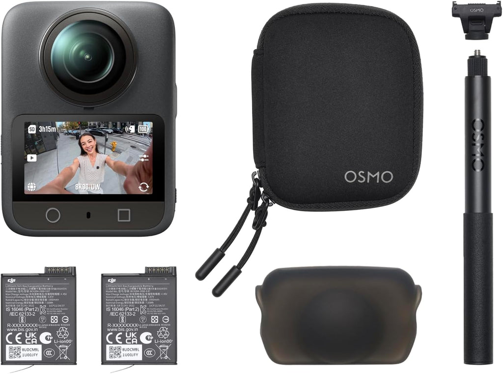 DJI Osmo 360 Essential Combo  360 Camera with 1-Inch 360° Imaging  Native 8K 360° Video  4K/120fps & 170° Boost Video  1.2m Invisible Selfie Stick Kit  Extended Battery Life with 2 Batteries