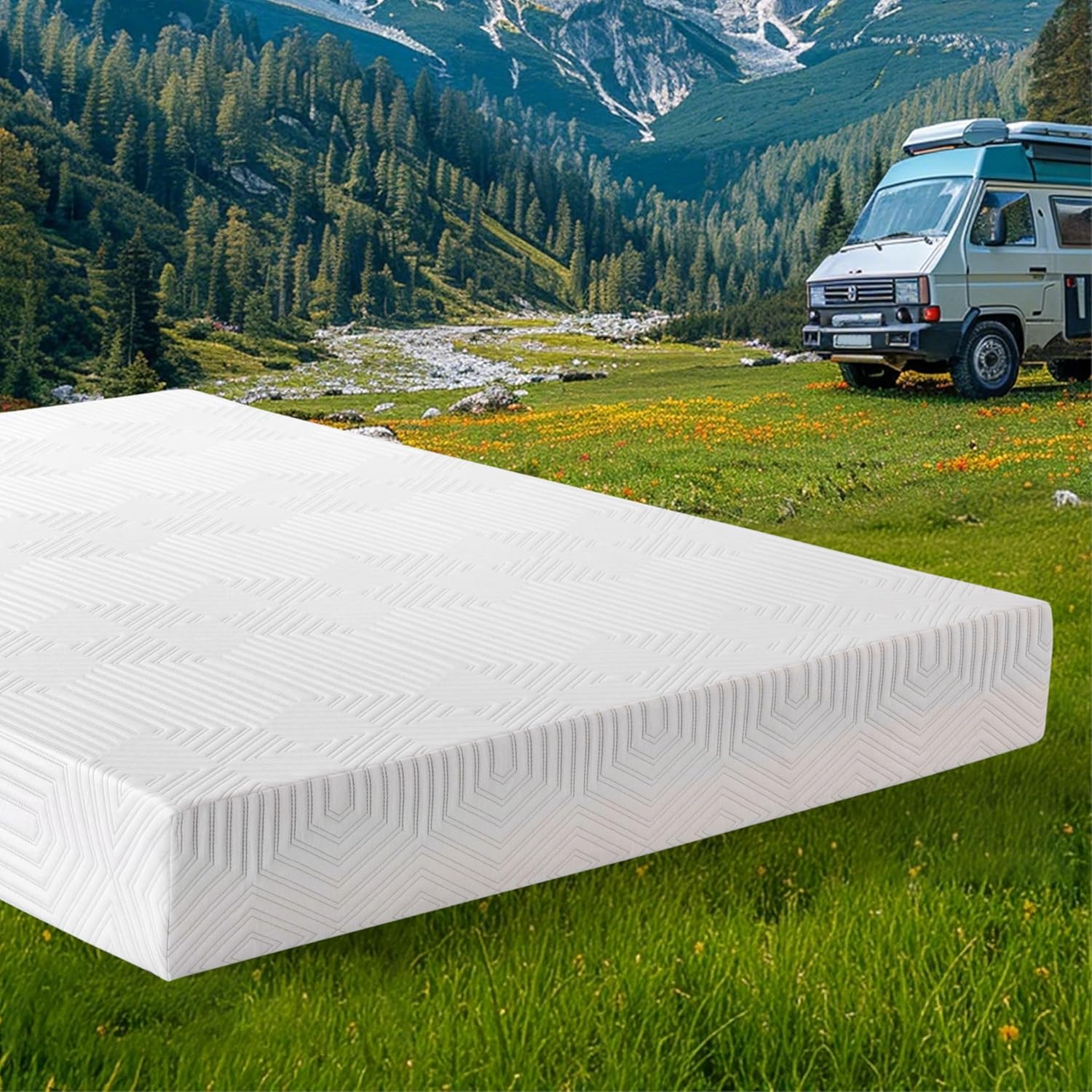 8 Inch RV Short Queen Mattress, Charcoal Gel Memory Foam Mattress, Breathable & Odor-Eliminating, Pressure Relief, Medium Firm, CertiPUR-US Certified, Bed in a Box, 60"x75"