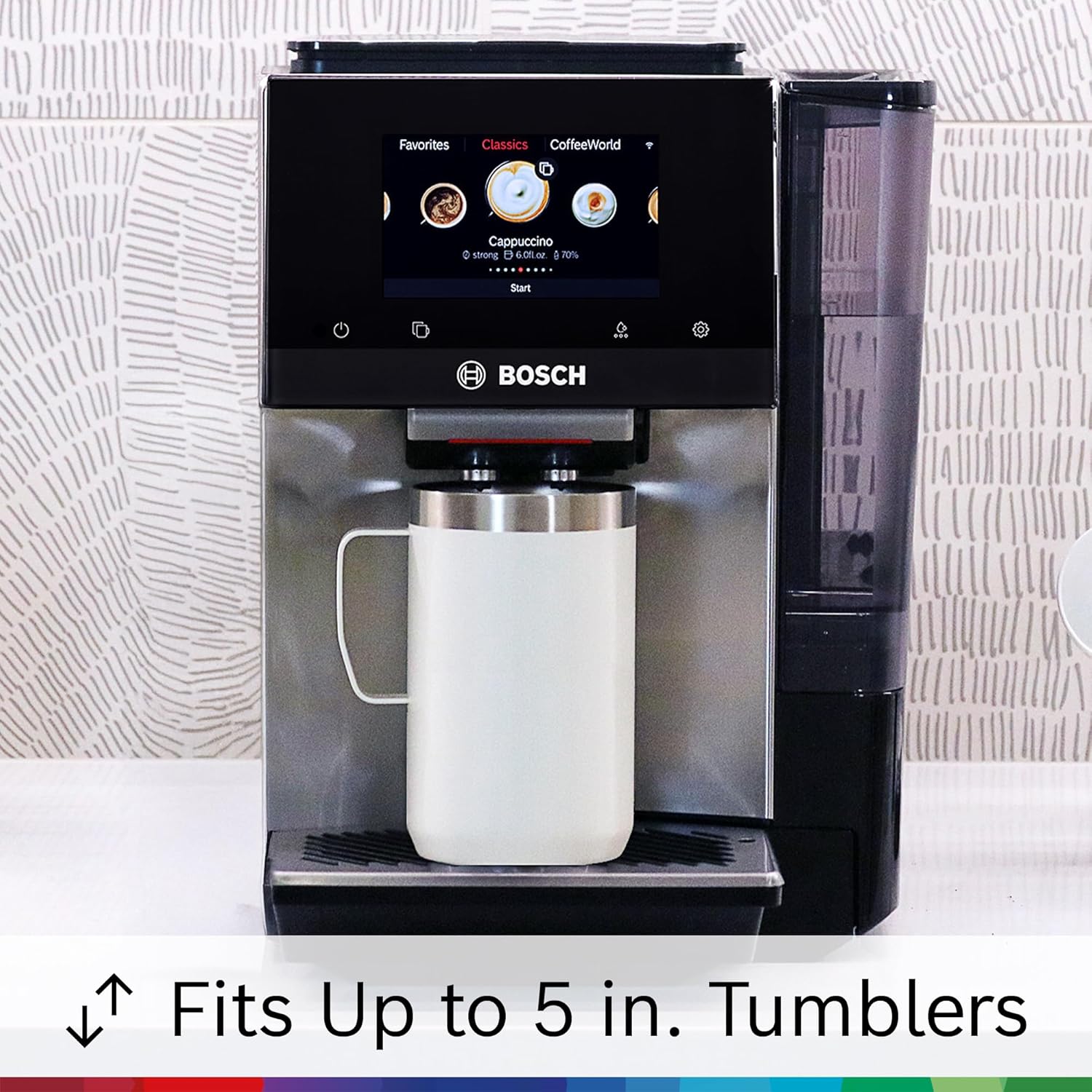 Bosch 800 Series Fully Automatic Espresso and Coffee Machine – 35 Drinks, Cold Brew, Double Cup, Milk Hose, Ceramic Grinder, Smart Features, in Black TPU60309
