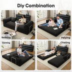 78.8" Modular Sofa Bed - 4-in-1 Convertible Design with Corduroy Fabric and High Density Sponge, Removable Cover and Fixed Frame