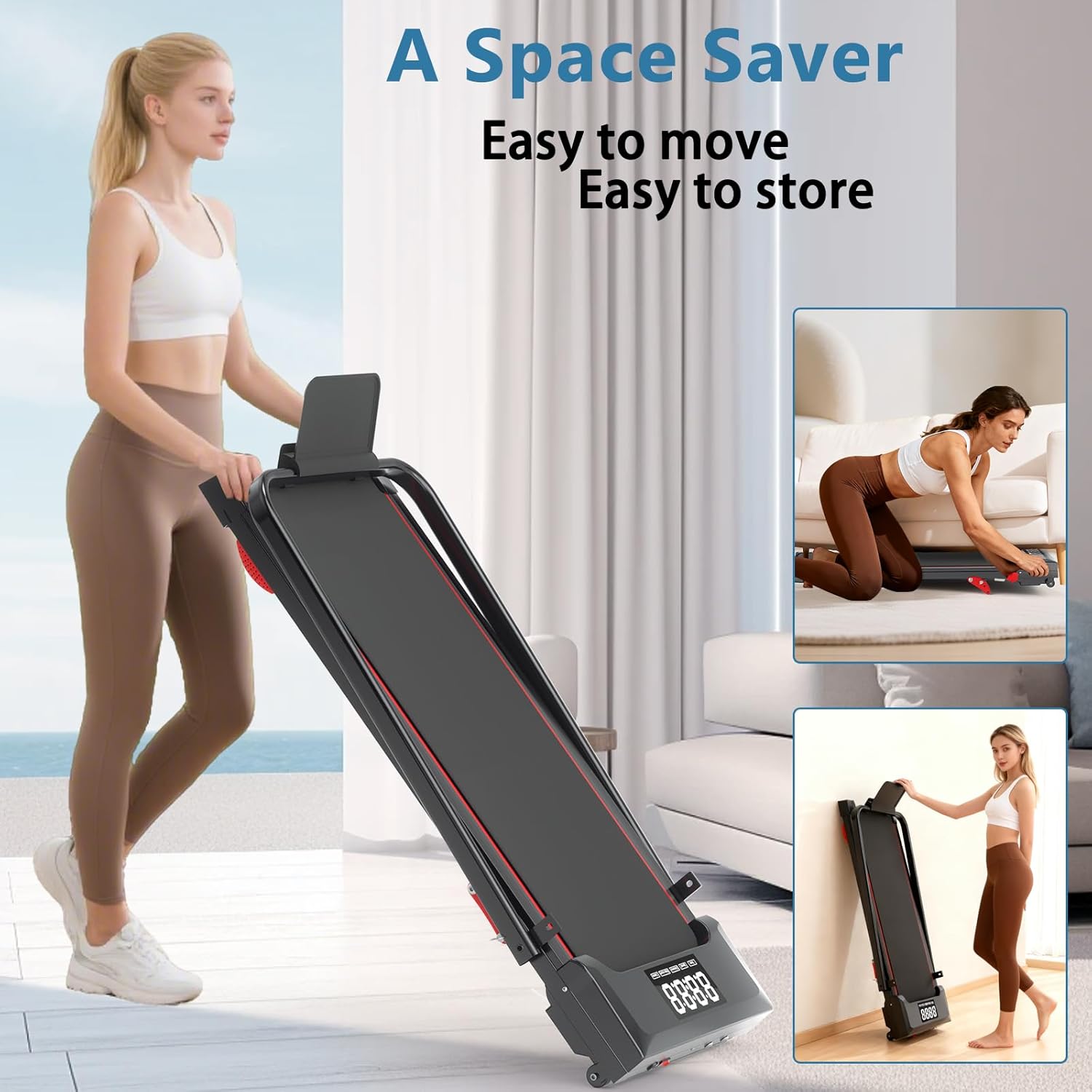 Walking Pad with Handle Bar and Incline, 3 in 1 Under Desk Treadmill with Hiking Mode, 2.5HP Low Noise Walking Treadmill Pad with Remote Control,Portable Treadmills for Home Office, Led Display