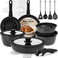 Pots and Pans Set - Non Stick 25 Pieces Cookware Set Pots and Pans with Detachable Handles, Includes Pans, Pots, Utensils, Trivets for Hot Dishes, Lids, Space-Saving Cookware